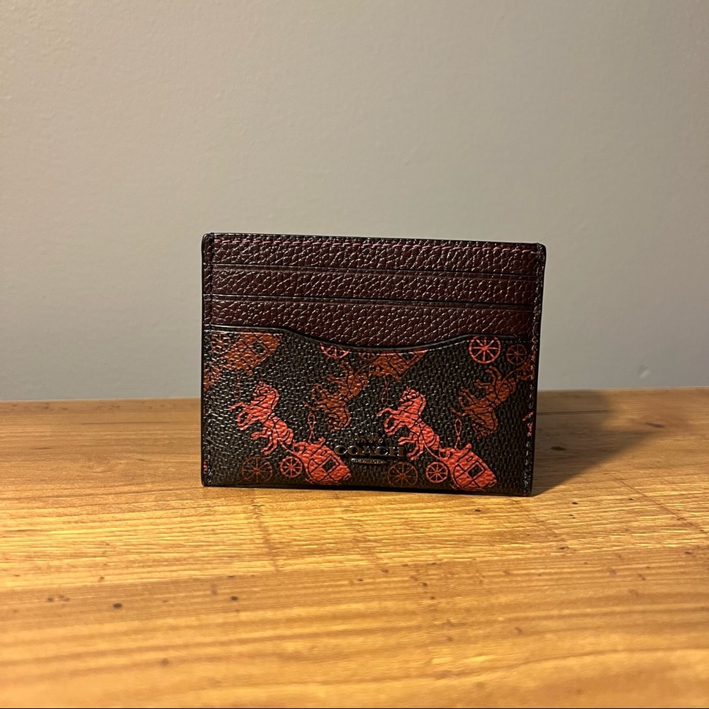 Coach Logo Horse and Carriage Red Card Case Wallet